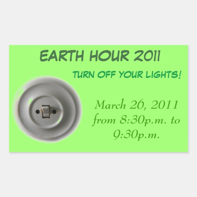 Earth hour rectangular sticker (Front)