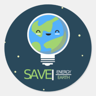 Earth Hour Save Energy Lightbulb Classic Round Sticker