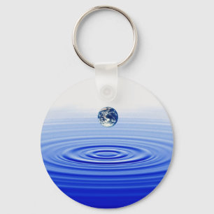 earth in a  water drop key ring