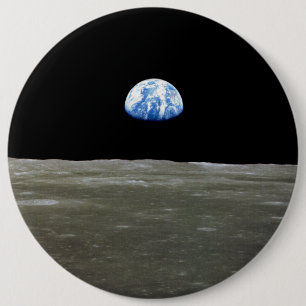 Earth in Space from the Moon 6 Cm Round Badge