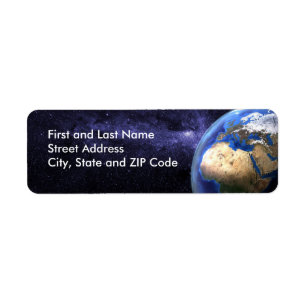 Earth in space return address label