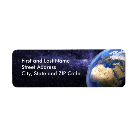 Earth in space return address label