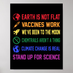 Earth Is Not Flat Vaccines Work Climate Change Ear Poster