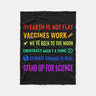 Earth Is Not Flat Vaccines Work Funny Science T Sh Fleece Blanket