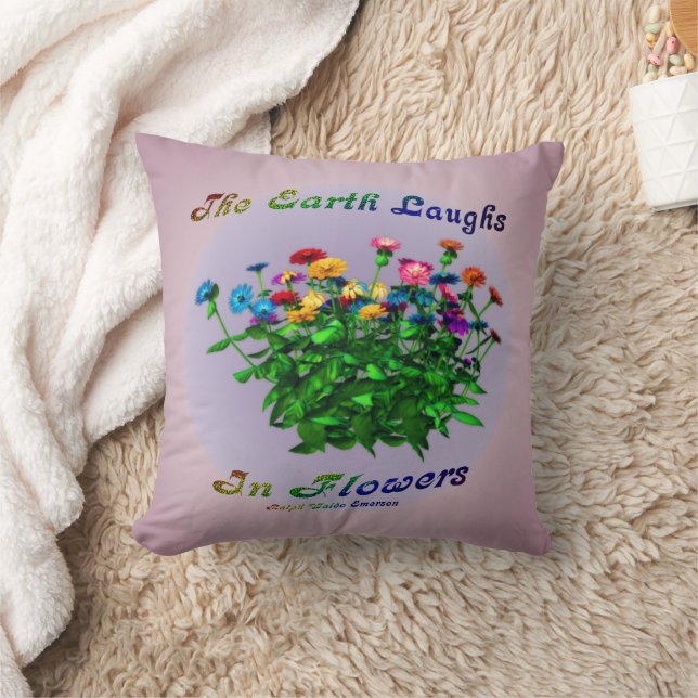 Earth Laughs In Flowers Inspirational Quote  Cushion (Blanket)