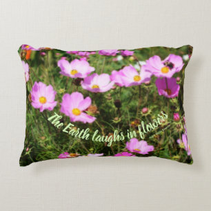 Earth Laughs In Flowers Quote Inspirational   Decorative Cushion