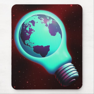 earth light bulb mouse pad