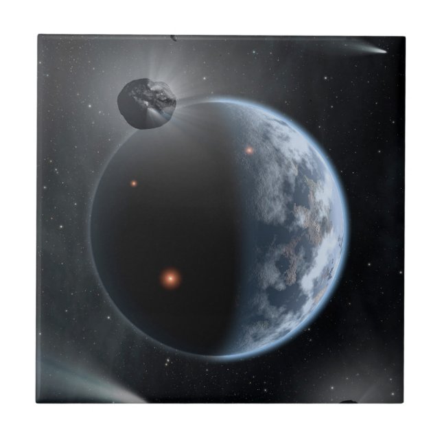 Earth-Like Planet With Oceans Coating Its Surface. Ceramic Tile (Front)