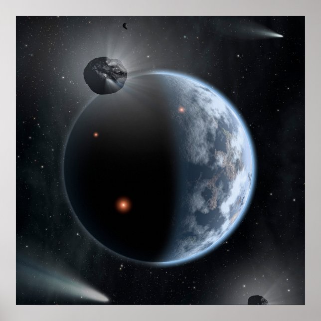 Earth-Like Planet With Oceans Coating Its Surface. Poster (Front)