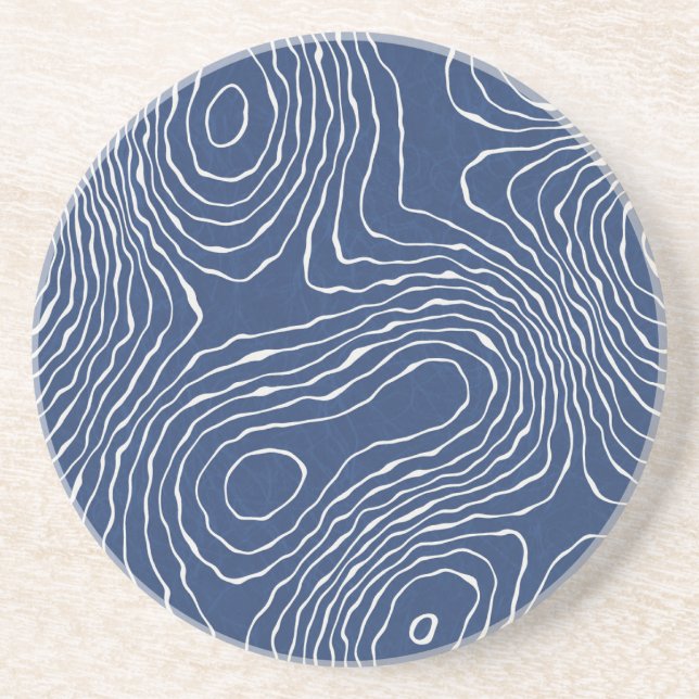 Earth Line Topographic Organic Print. Coaster (Front)