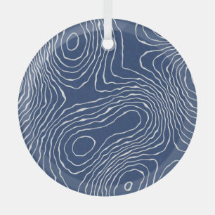 Earth Line Topographic Organic Print. Glass Tree Decoration