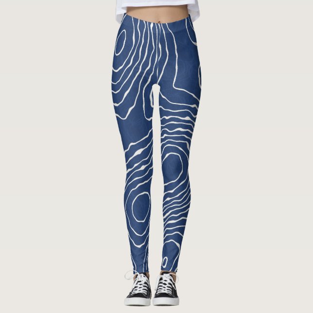 Earth Line Topographic Organic Print. Leggings (Front)