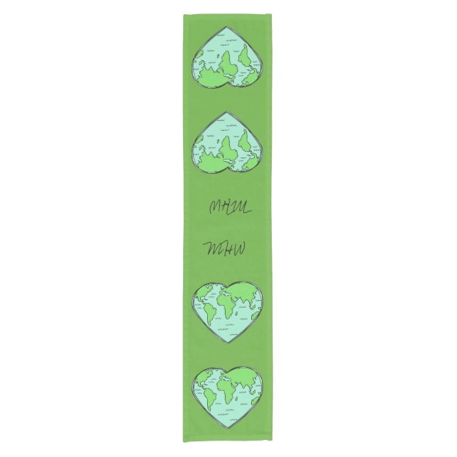Earth Love custom monogram table runner (Front)