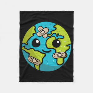 Earth Lover Day Illustration Gift Glol Warming Env Fleece Blanket