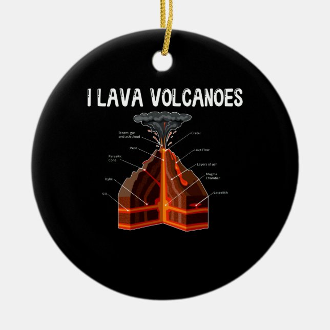Earth Magma Lava Volcano Geology Science Ceramic Ornament (Front)