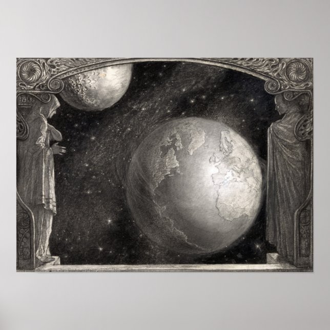 Earth Milky Way & Moon Poster (Front)