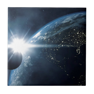 earth moon and sun ceramic tile