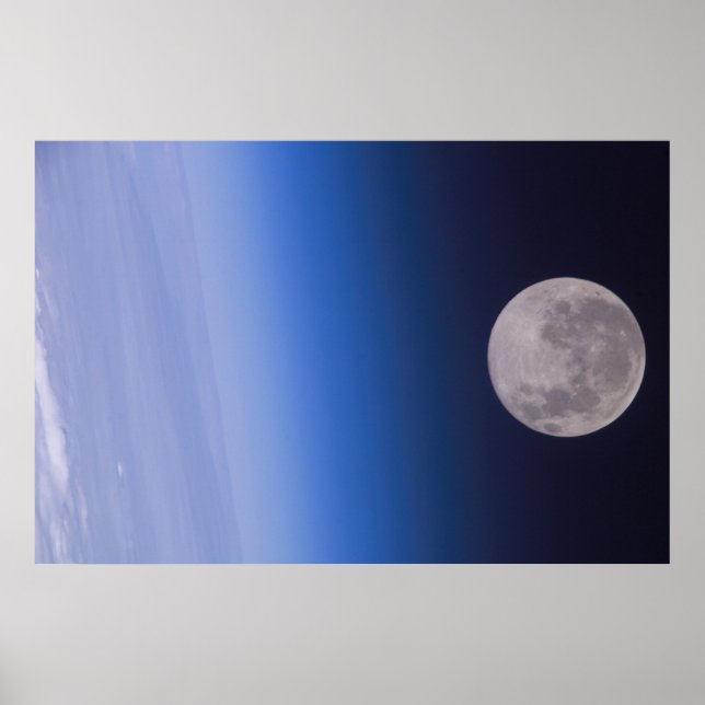 Earth & Moon From The International Space Station Poster (Front)