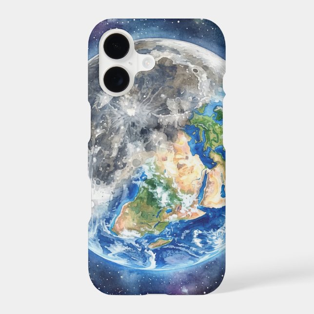 Earth & Moon Watercolor Galaxy Celestial Design (Back)