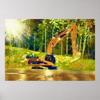 Earth-mover Excavator Digger w Front Shovel Art Poster