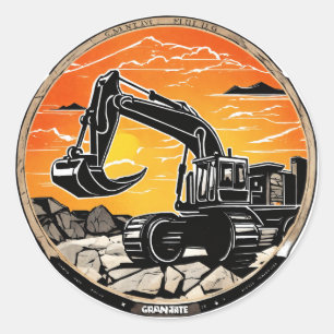Earth movers JCB machine Classic Round Sticker