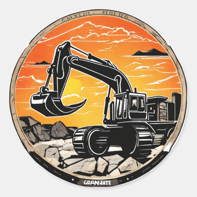 Earth movers JCB machine Classic Round Sticker (Front)