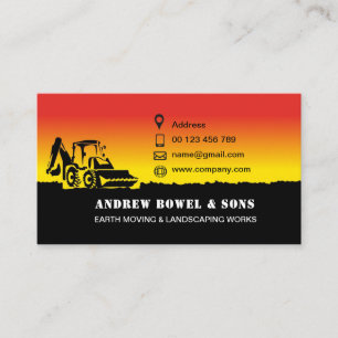 Earth moving, excavator, landscaping business card