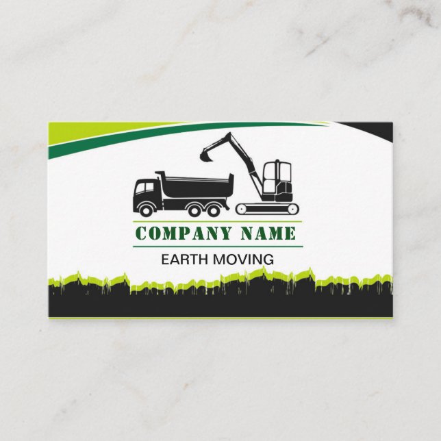 Earth moving, excavator, landscaping business card (Front)
