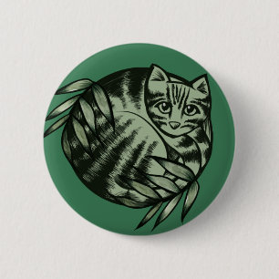 Earth Nature Tiger Stripe Tabby Cat Art            6 Cm Round Badge