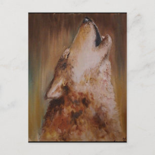 Earth oil colour wolf postcard