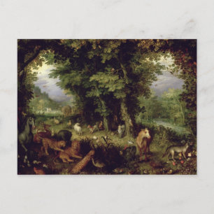 Earth or The Earthly Paradise, 1607-08 (oil on cop Postcard