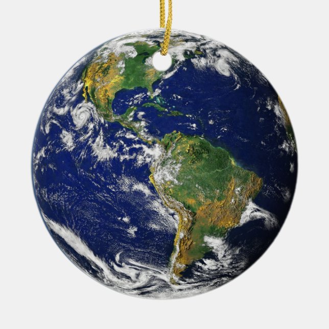 Earth Our World Round Ceramic Ornament (Front)
