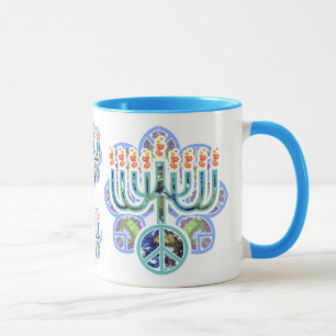 Earth Peace Menorah Mugs