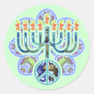 Earth Peace Menorah Stickers