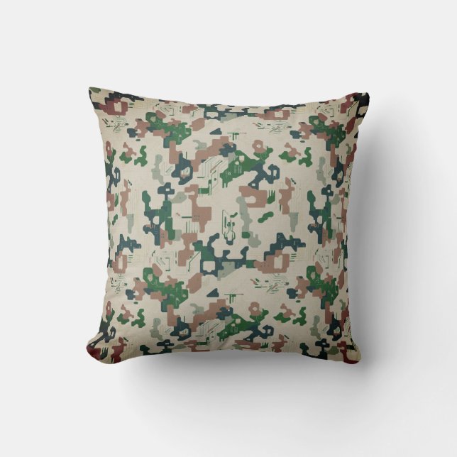 Earth Pixel Woodland  Cushion (Front)