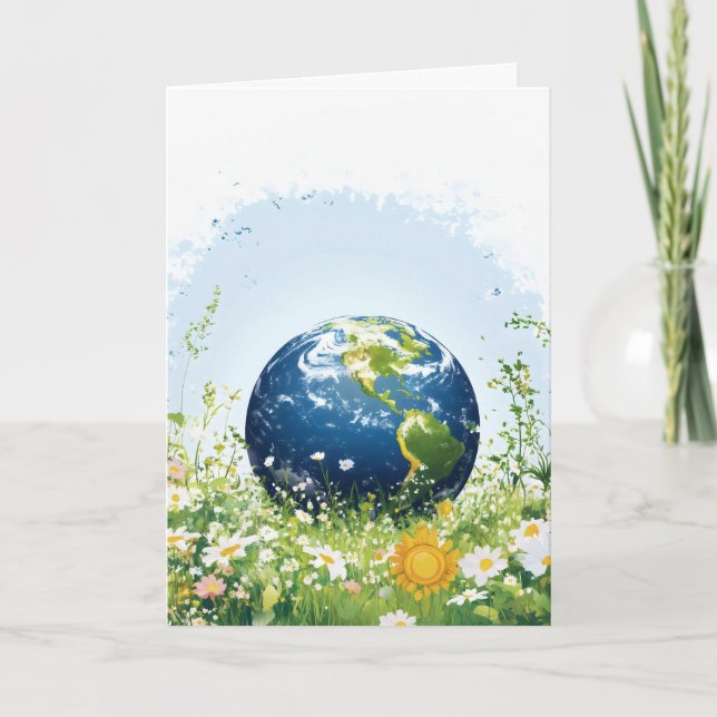 Earth Planet Meadow Nature Holiday Card (Front)