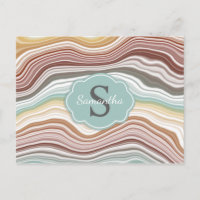 Earth Rainbow Marble Gemstone Pattern Monogram
