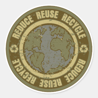 Earth Recycled Grunge Classic Round Sticker