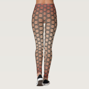 Earth Red and Polka Dots Pattern Leggings