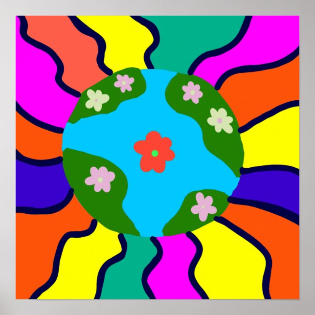 Earth Retro Vibes Art Poster (Front)
