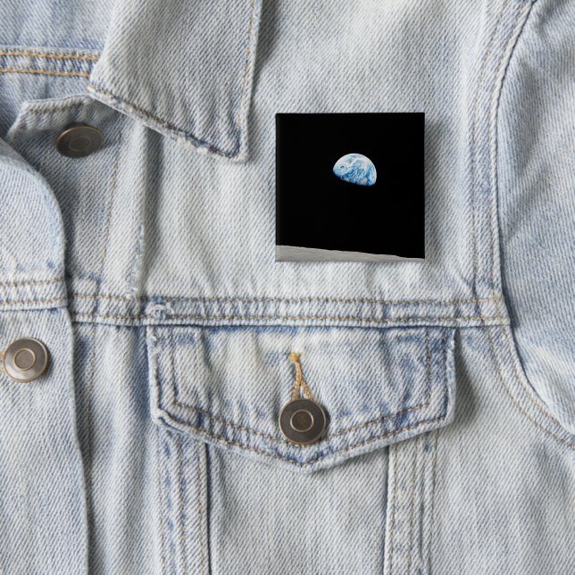 Earth Rising Above The Lunar Horizon. 15 Cm Square Badge (In Situ)