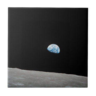 Earth Rising Above The Lunar Horizon. Ceramic Tile