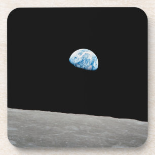 Earth Rising Above The Lunar Horizon. Coaster