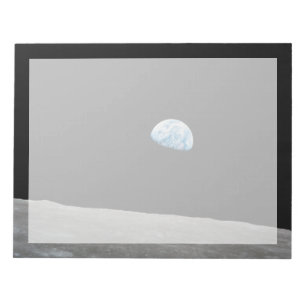 Earth Rising Above The Lunar Horizon. Notepad
