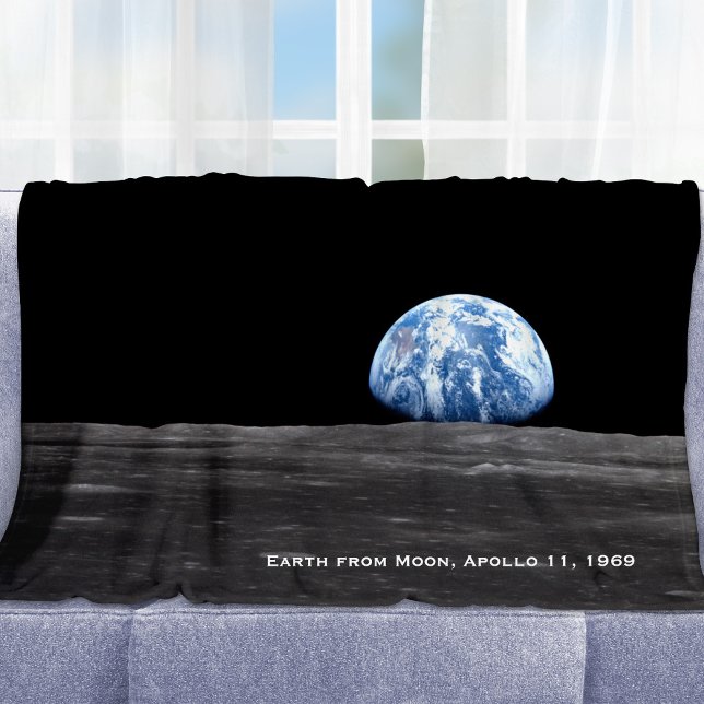 Earth Rising Over Moon, Apollo 11, 1969 Fleece Blanket (Creator Uploaded)
