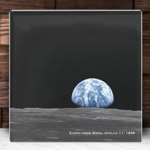 Earth Rising Over Moon, Apollo 11, 1969 Kitchen Glass Coaster