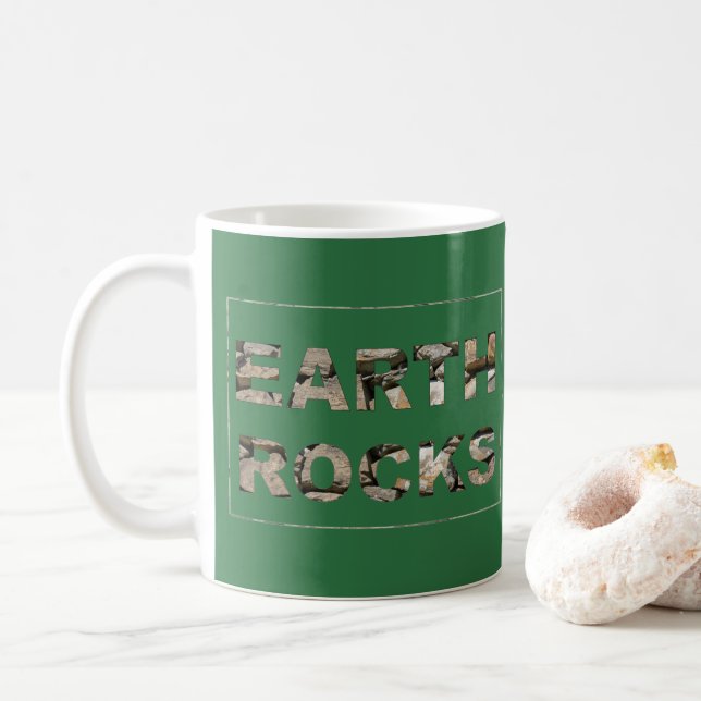 Earth Rocks Green Coffee Mug (With Donut)