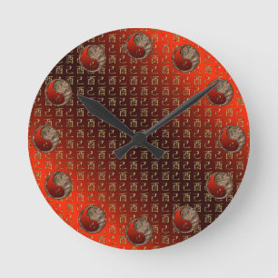 Earth Rooster Round Clock