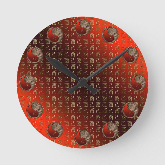 Earth Rooster Round Clock (Front)