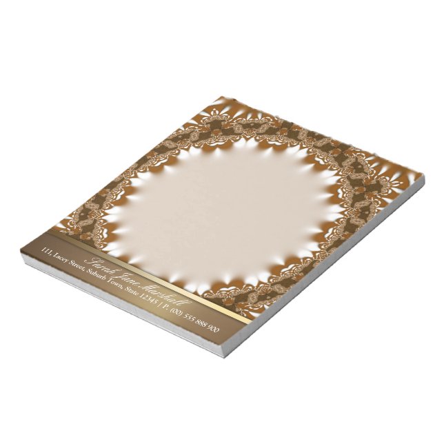 Earth Satin Lace Circle Personalise-it Notepad (Rotated)